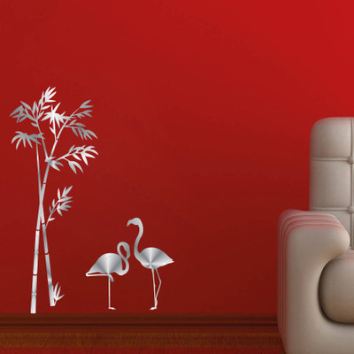 Creatick Studio 40 cm Creatick Studio Flamingo With Bamboo Wall sticker Self Adhesive Sticker(Pack of 1)