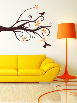Trends on WALL 72 cm Bird On Tree Self Adhesive Sticker(Pack of 1)