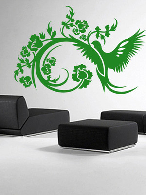 Trends on WALL 97 cm Floral Bird Design Self Adhesive Sticker(Pack of 1)