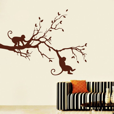 Creatick Studio 152.4 cm Monkey Nature Wall Decal Self Adhesive Sticker(Pack of 1)