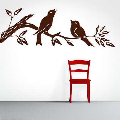 Creatick Studio 91.44 cm Sparrow on Branch Wall Decal Self Adhesive Sticker(Pack of 1)