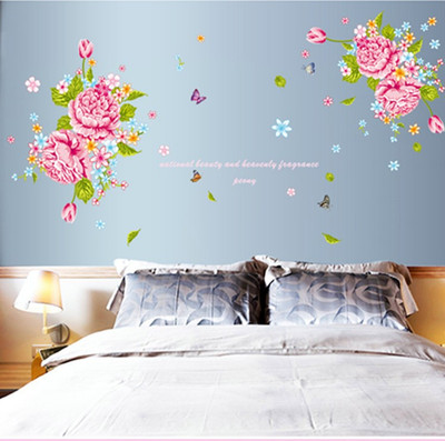 

Looks United  Red Roses With Butterflies Wall Sticker(Pack of 1, Multicolor