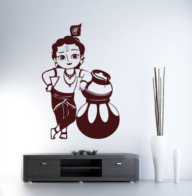

Hoopoe Decor  Bal Krishna Sticker(Pack of 1, Brown