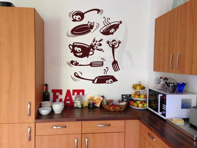 

Hoopoe Decor  Laughing Kitchen Utensils Sticker(Pack of 1, Brown