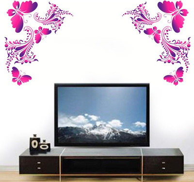 Happy Walls 10 Shaded Pink Butterfly Design Self Adhesive Sticker(Pack of 1)
