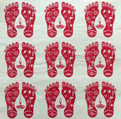 Suman Creations  Rangoli Sticker Sticker(Pack of 6, Red