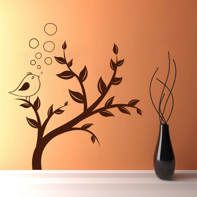 Creatick Studio 114.3 cm Bird Tree Wall Decal Self Adhesive Sticker(Pack of 1)