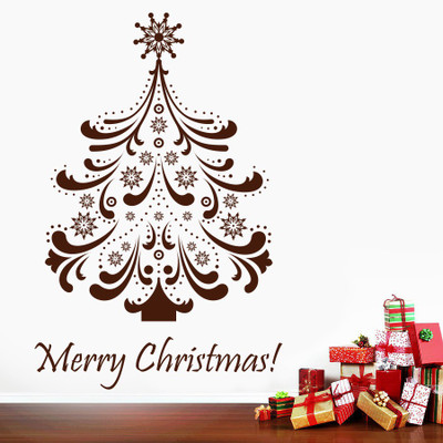 Creatick Studio 58.42 cm Christams Tree Wall Decal Self Adhesive Sticker(Pack of 1)