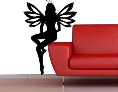 

Veldeco Angel [H54xW38]cm  cut work vinyl self adhesive walldecal Sticker(Pack of 1, Black