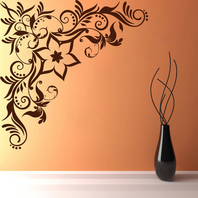 Creatick Studio 55.88 cm Corner Swirl Design Wall Decal Self Adhesive Sticker(Pack of 1)