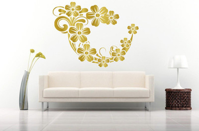 Creatick Studio 55 cm Creatick Studio Swirl Flowers Wall Decal Self Adhesive Sticker(Pack of 1)