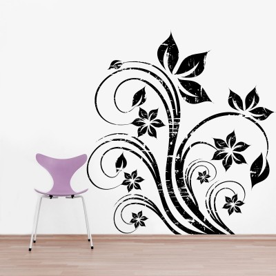 Decor Kafe 40.64 cm Decal Style Abstract Flowers Art Tiny Size-15*16 Inch Self Adhesive Sticker(Pack of 1)