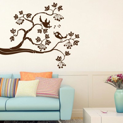 DECOR KAFE 96 cm Bird Floral Wall Decal Self Adhesive Sticker(Pack of 1)