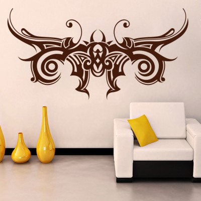 DECOR KAFE 35.56 cm Decal Style Tribal Shaped Wall Art Medium Size- 27*14 Inch Self Adhesive Sticker(Pack of 1)