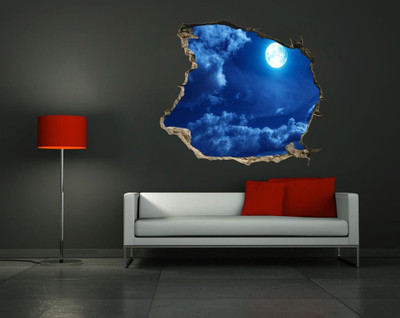 Creatick Studio 91.44 cm Moon 3D Sticker(Pack of 1)