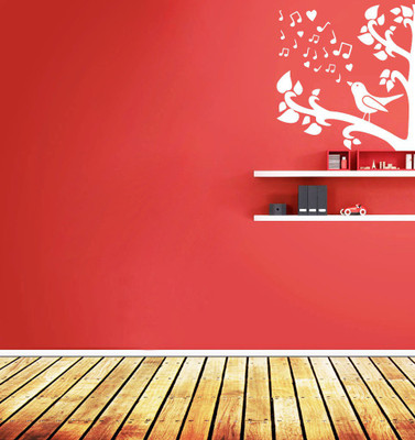 Creatick Studio 121.92 cm Bird Singing on Tree Wall Decal Self Adhesive Sticker(Pack of 1)
