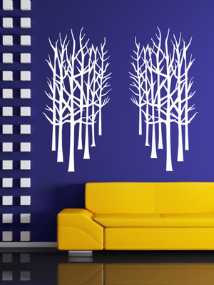 Trends on WALL 70 cm White Winter Tree Self Adhesive Sticker(Pack of 1)