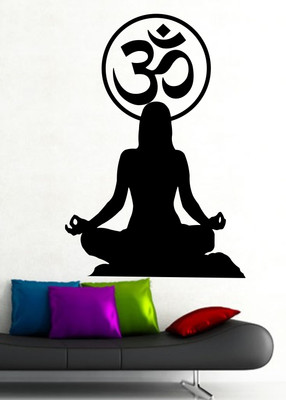 

Veldeco Meditation [H55xW38]cm  cut work vinyl self adhesive walldecal Sticker(Pack of 1, Black