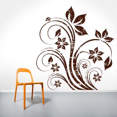 Decor Kafe 40.64 cm Decal Style Abstract Flowers Wall Art Tiny Size-15*16 Inch Self Adhesive Sticker(Pack of 1)