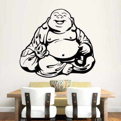 

Hoopoe Decor  Laughing Buddha Sticker(Pack of 1, Black