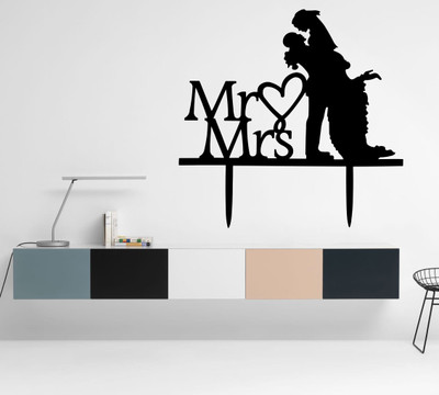 

Veldeco Mr and Mrs [H53xW55]cm  cut work vinyl self adhesive walldecal Sticker(Pack of 1, Black