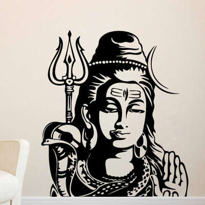 Creatick Studio 48.26 cm Shiv Ji Wall Sticker Self Adhesive Sticker(Pack of 1)