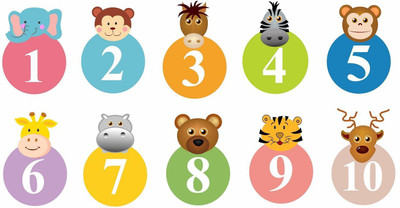 Asmi Collections 100 cm Cute Animals with Numbers Removable Sticker(Pack of 1)