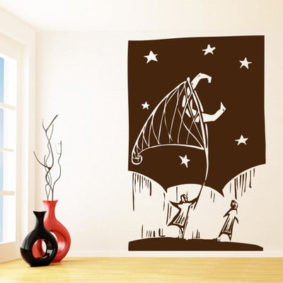 Creatick Studio 96.52 cm Fishing For The Moon Wall Decal Self Adhesive Sticker(Pack of 1)