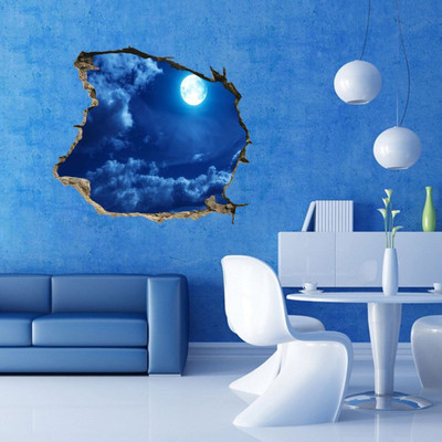 Creatick Studio 91.44 cm Moon 3D Sticker(Pack of 1)