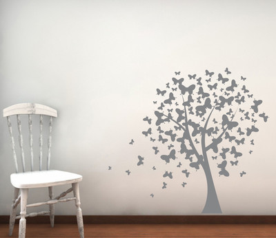 Creatick Studio 83 cm Creatick Studio ButterFlies on Tree Wall Decal Self Adhesive Sticker(Pack of 1)