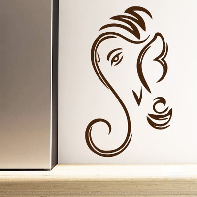 Creatick Studio 86.36 cm Ganesha Outline Wall Decal Self Adhesive Sticker(Pack of 1)