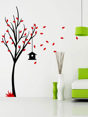Trends on WALL 104 cm Bird House Tree Self Adhesive Sticker(Pack of 1)