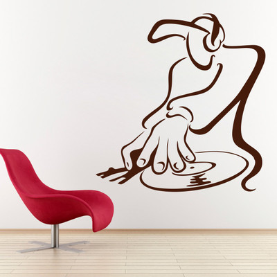 Creatick Studio 50.8 cm Deejay Playing Decks Wall Decal Self Adhesive Sticker(Pack of 1)
