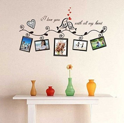 Asmi Collections 60 cm Floral design with photo frame AY640B Removable Sticker(Pack of 1)