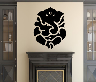 

Veldeco Ganesha [H55xW43]cm  cut work vinyl self adhesive walldecal Sticker(Pack of 1, Black