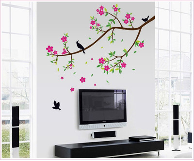 

Oren Empower Pink Peach Branch Decorative Wall Sticker(150 cm X cm 150, Multicolor)