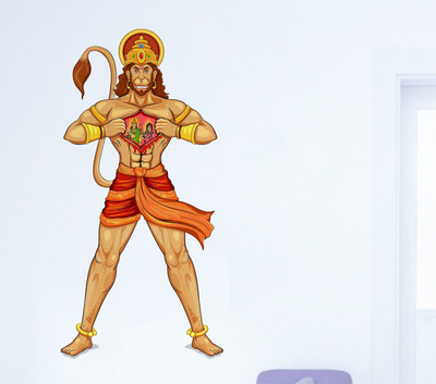 rawpockets 1 cm Lord Ram and Sita on Hanuman's Heart Wall Sticker Self Adhesive Sticker(Pack of 1)