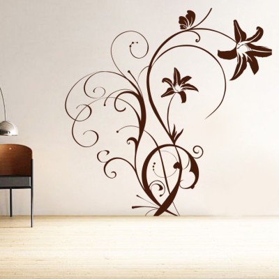 Creatick Studio 55.88 cm Swirl Flower Wall Decal Self Adhesive Sticker(Pack of 1)