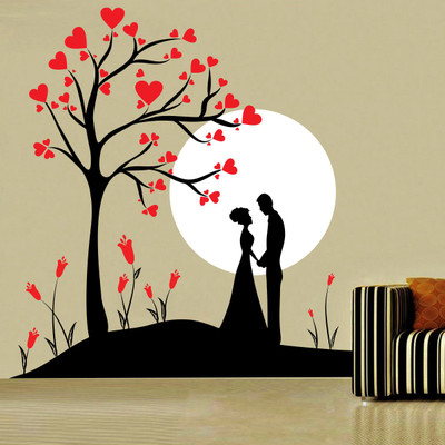 Creatick Studio 139.7 cm Couple Under Tree Wall Sticker Self Adhesive Sticker(Pack of 1)