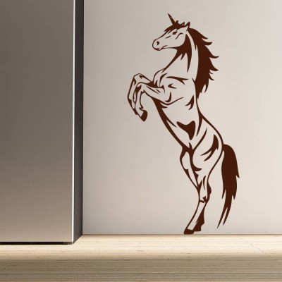 DECOR KAFE 91.44 cm Decal Style Horse Wall Art Medium Size- 18*36 Inch Color - Brown Self Adhesive Sticker(Pack of 1)