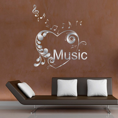 Creatick Studio 38 cm Creatick Studio Floral Heart Music Wall Decal Self Adhesive Sticker(Pack of 1)