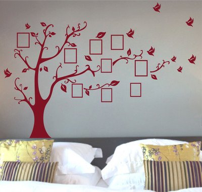 Creatick Studio 55.88 cm Photo Frame Tree Wall sticker Self Adhesive Sticker(Pack of 1)