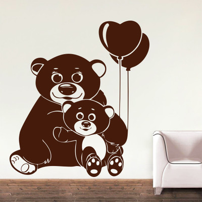 Creatick Studio 109.22 cm Bear and Cub Wall Decal Self Adhesive Sticker(Pack of 1)