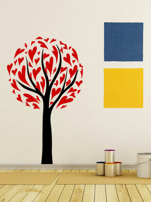 Trends on WALL 100 cm Beautifull Heart Tree Self Adhesive Sticker(Pack of 1)