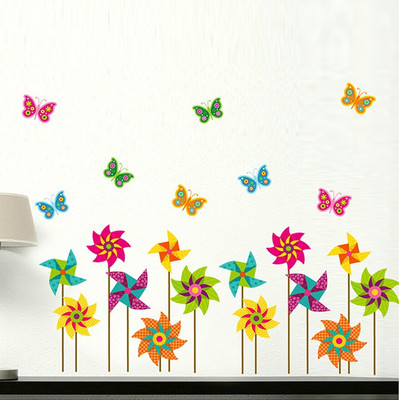 

Oren Empower Standing Colorful Flower & Butterflies Wall Decals(Multicolor)