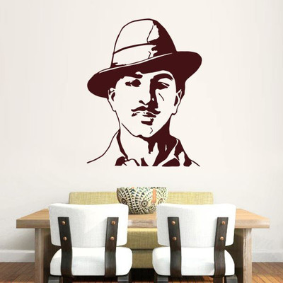 

Hoopoe Decor  Bhagat Singh Sticker(Pack of 1, Brown