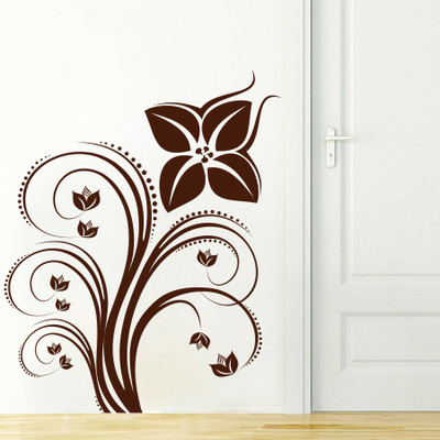 Creatick Studio 45.72 cm Red Swirl Flower Wall Decal Self Adhesive Sticker(Pack of 1)