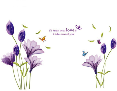 

Looks United  PVC Purple Lily Wall Sticker(Pack of 1