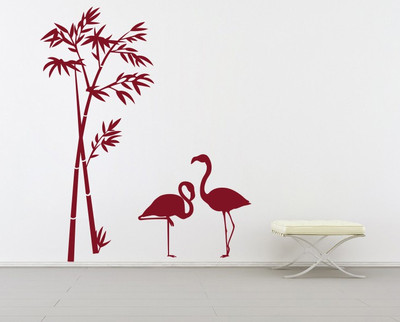 Creatick Studio 40.64 cm Flamingo With Bamboo Wall sticker Self Adhesive Sticker(Pack of 1)