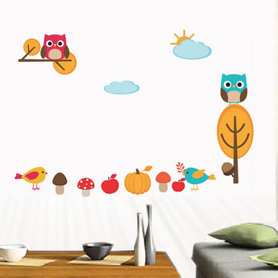 Happy Walls 12 Sunny Day Owl Self Adhesive Sticker(Pack of 1)